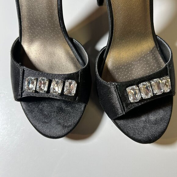 Michael Antonio Black Silver Sparkling Gem Bling Stiletto Heels Ankle Strap Sz 7 - Picture 3 of 12